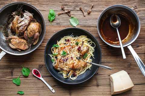 Wachteln mit Pasta