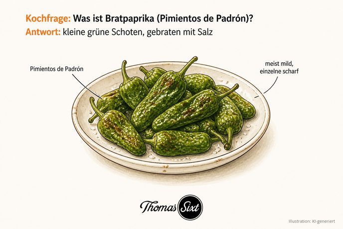 Teller mit gebratenen grünen Pimientos de Padrón und grobem Salz als Illustration