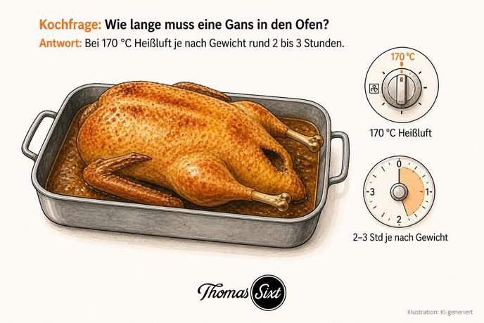 Grafik Garzeit Gans im Ofen bei 170 Grad Heißluft
