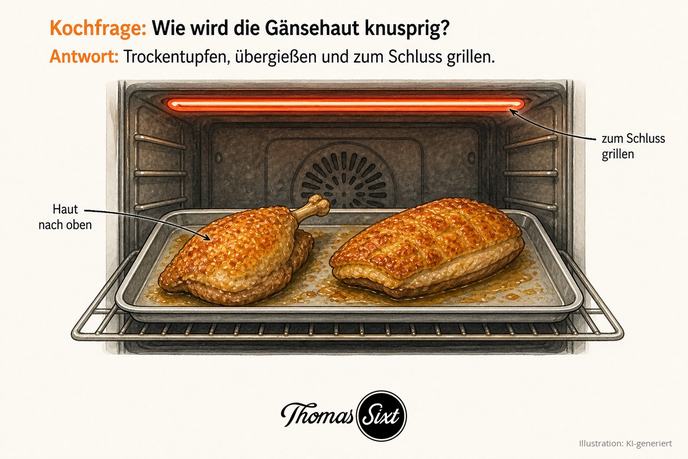 Grafik knusprige Gänsehaut unter dem Ofengrill